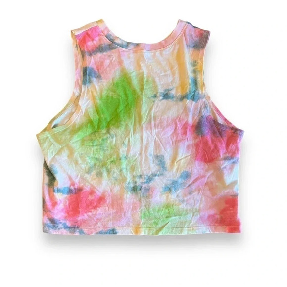 Cold Crush Malibu Retro 80s 90s Tie Dye Cropped Tank Top Size Small - Picture 2 of 3